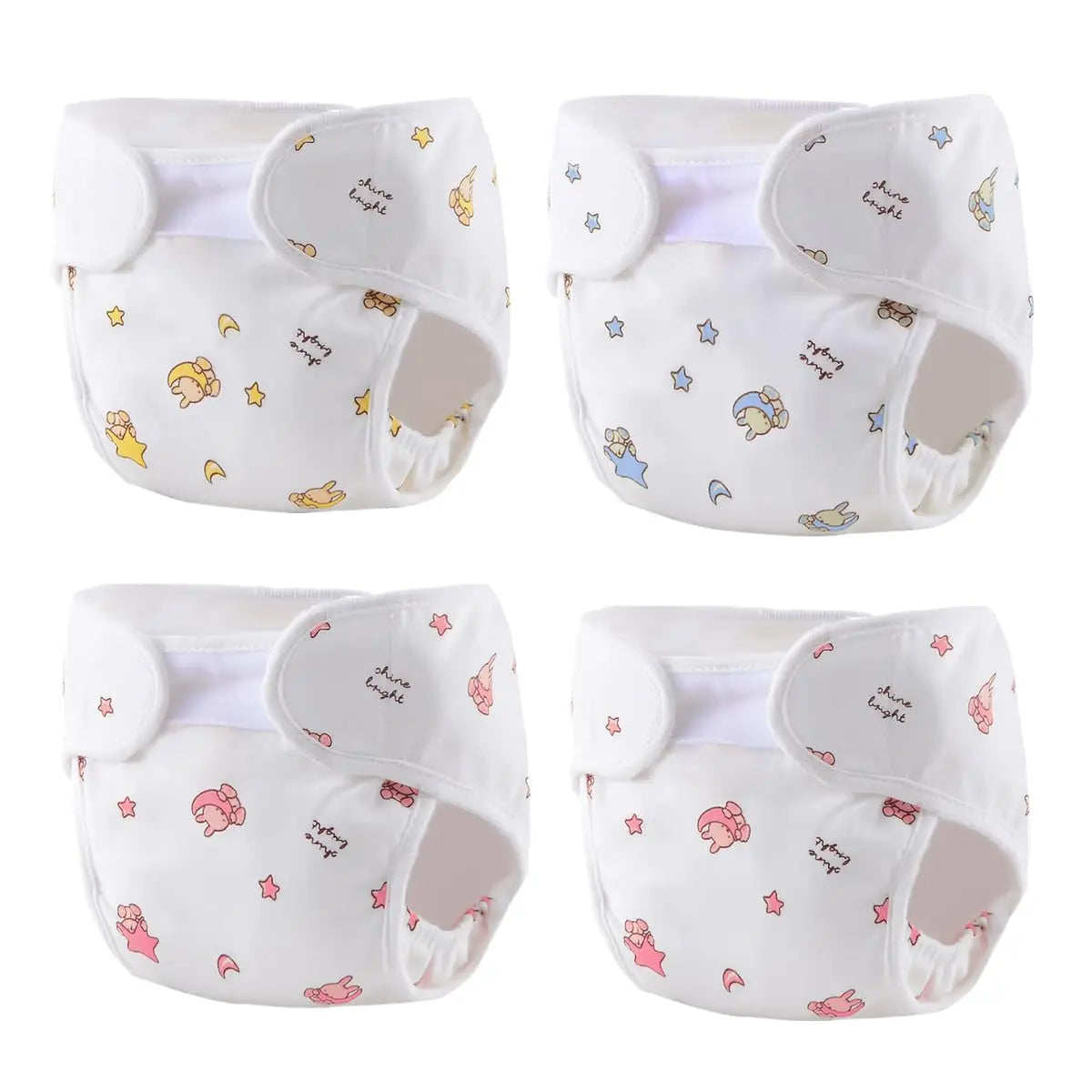 Reborn Baby Dolls Diapers Accessories 4-Piece Pack Fit for 17-24 inch Reborn Dolls Newborn Underwear Reusable Washable
