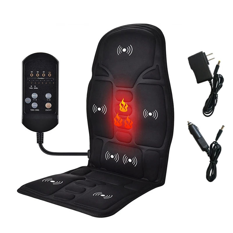 Electric Back Massager Heating Vibrating Full Body Cushion Lumbar Shoulder Pain Relief Car Home Office Muscular Masajadors Pad