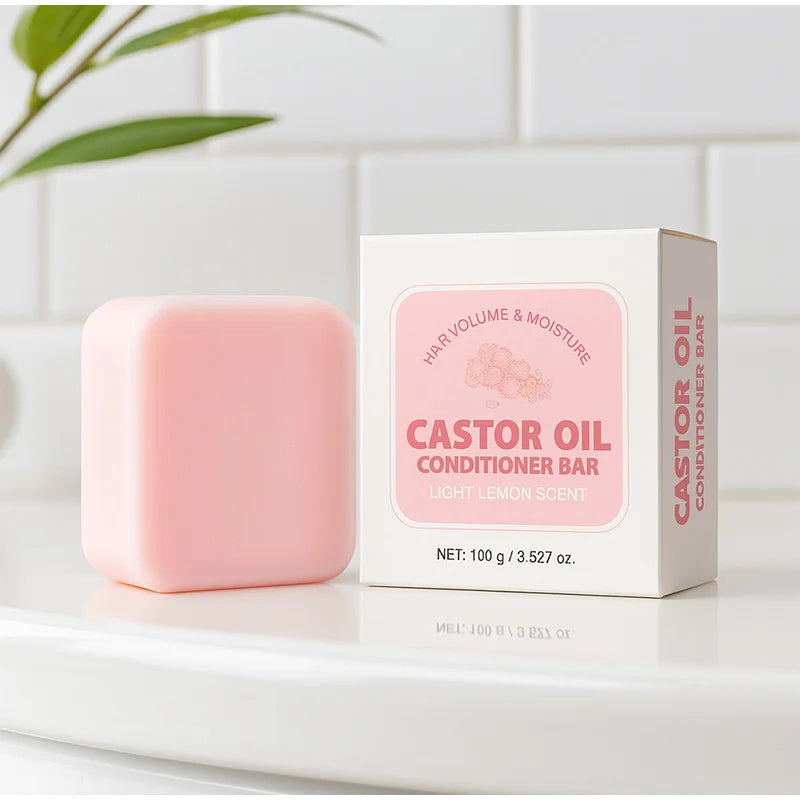 Castor Oil Conditioner Soap Bar,Moisturizing Nourishing Solid Shampoo,Strengthen Hair Roots Care,For Dry Frizzy Damaged Hair