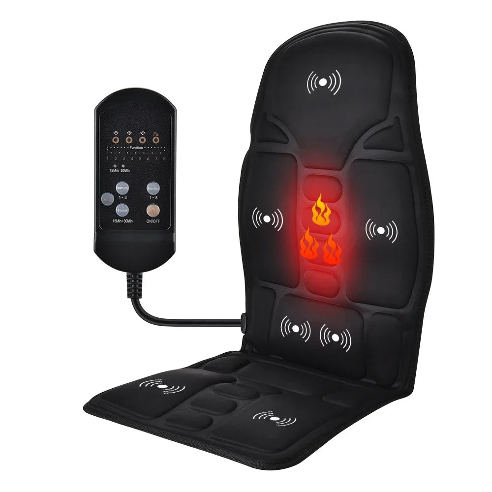 Electric Back Massager Heating Vibrating Full Body Cushion Lumbar Shoulder Pain Relief Car Home Office Muscular Masajadors Pad