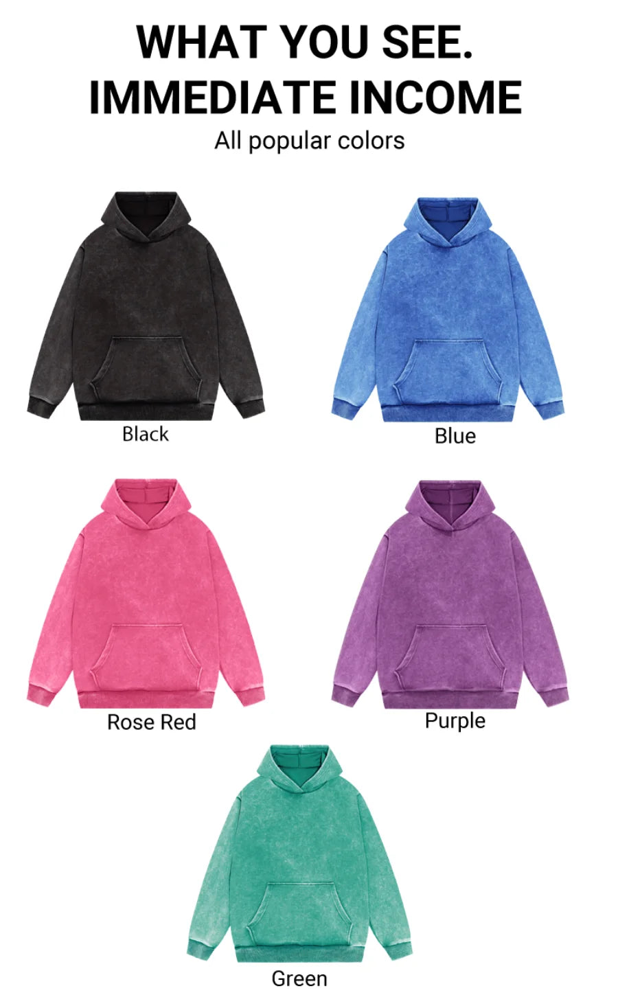 Washed Retro Hoodies 5 Colors 100%Cotton Hoody Customized Personalized Pattern Customization Pullover Team Logo Company Logo