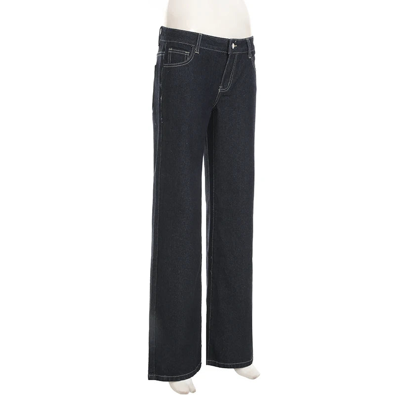 Women's Slim Fit Flared Jeans Y2K Vintage Low Rise Stretch Denim Pants with Embroidery Distressed Style for Everyday Outfits