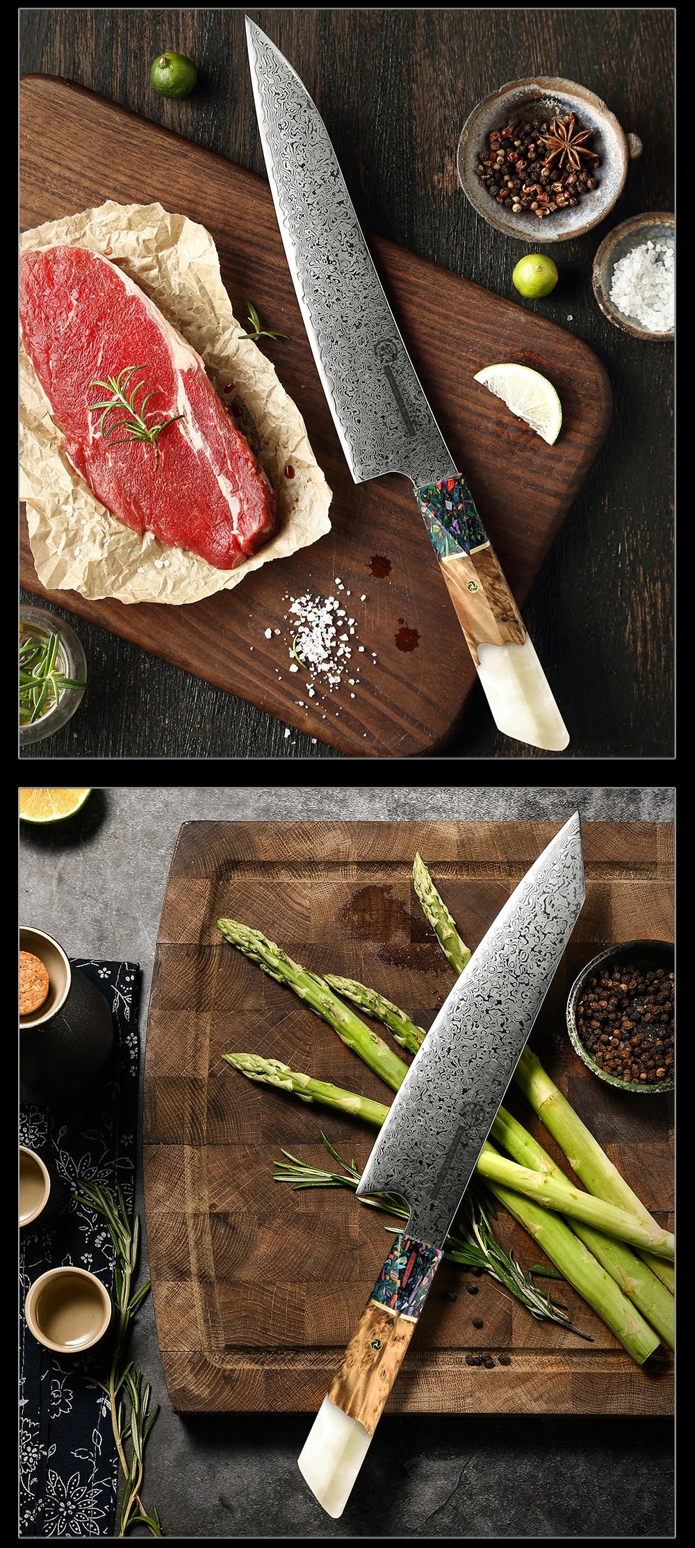 1-3 Pcs Japanese Damascus Steel Kitchen Knife Sets  AUS-10 Steel Chef Utility Kiritsuke Knives Meat Slicing Tools Grandsharp