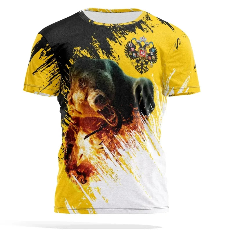 Russia Flag 3d Print T-shirt For Men Loose Short Sleeve Tactical T Shirts Summer Cool Street Sports Fitness Tees Men's Clothing