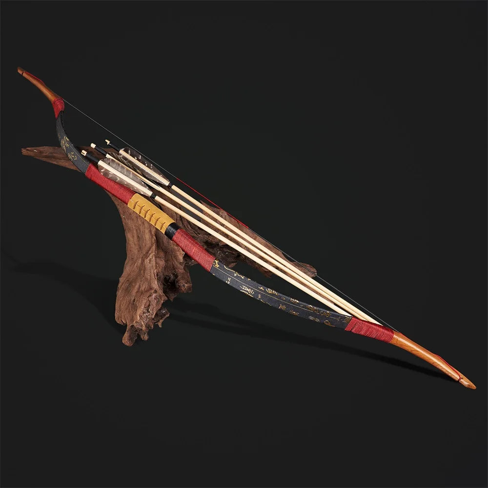 Toparchery Traditional Bow 15-50lbs Handmade Wooden Longbow Sports Shooting Recurve Bow Outdoor Hunting Practice