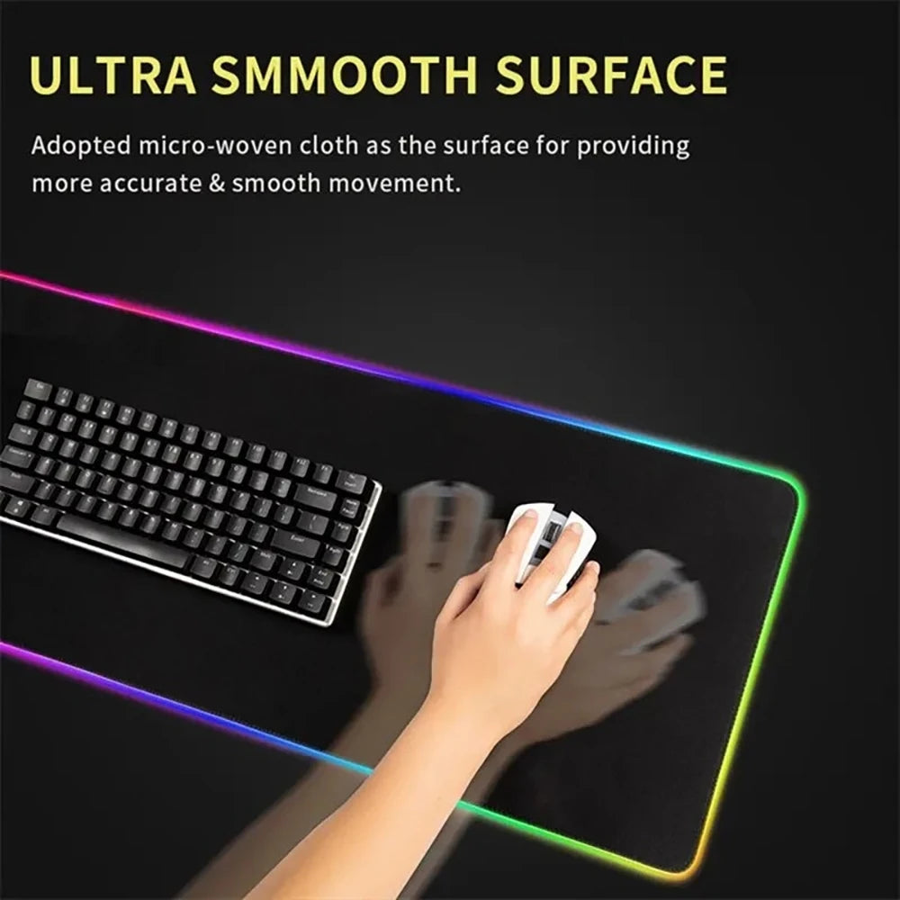 Hot Video Game O_omori RGB Mouse Pad LED Large Gamer Mousepads Luminous Kawaii Cute Deskmat High-end E-sports Keyboard Pad