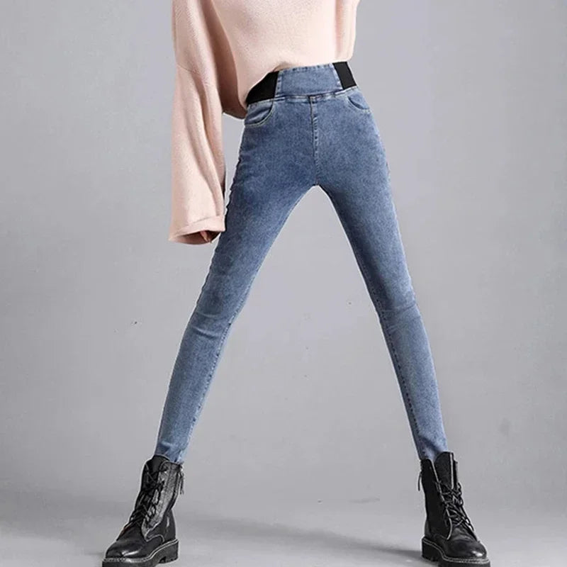 Jeans Oversize 26-38 Slim Denim Pants Women's High Waist Skinny Jean Vintage Wash Pencil Stretch Vaqueros Leggings Pantalones