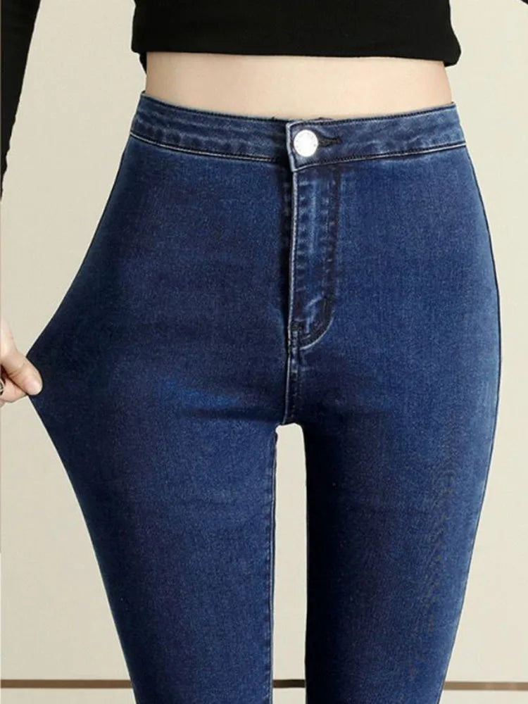 Skinny High Waist Stretch Pencil Jeans Women Casual Vintage Slim Denim Pants Korean Fashion Streetwear Ankle Length Vaqueros New