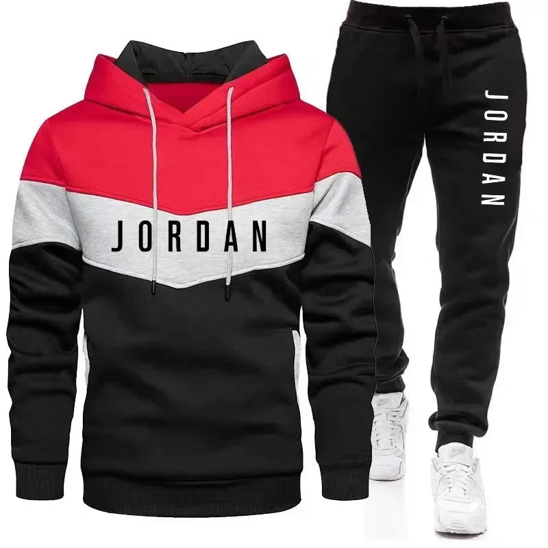 New autumn and winter men's casual pullover + trousers two-piece outdoor jogging fashion men's hooded sweatshirt sportswear set