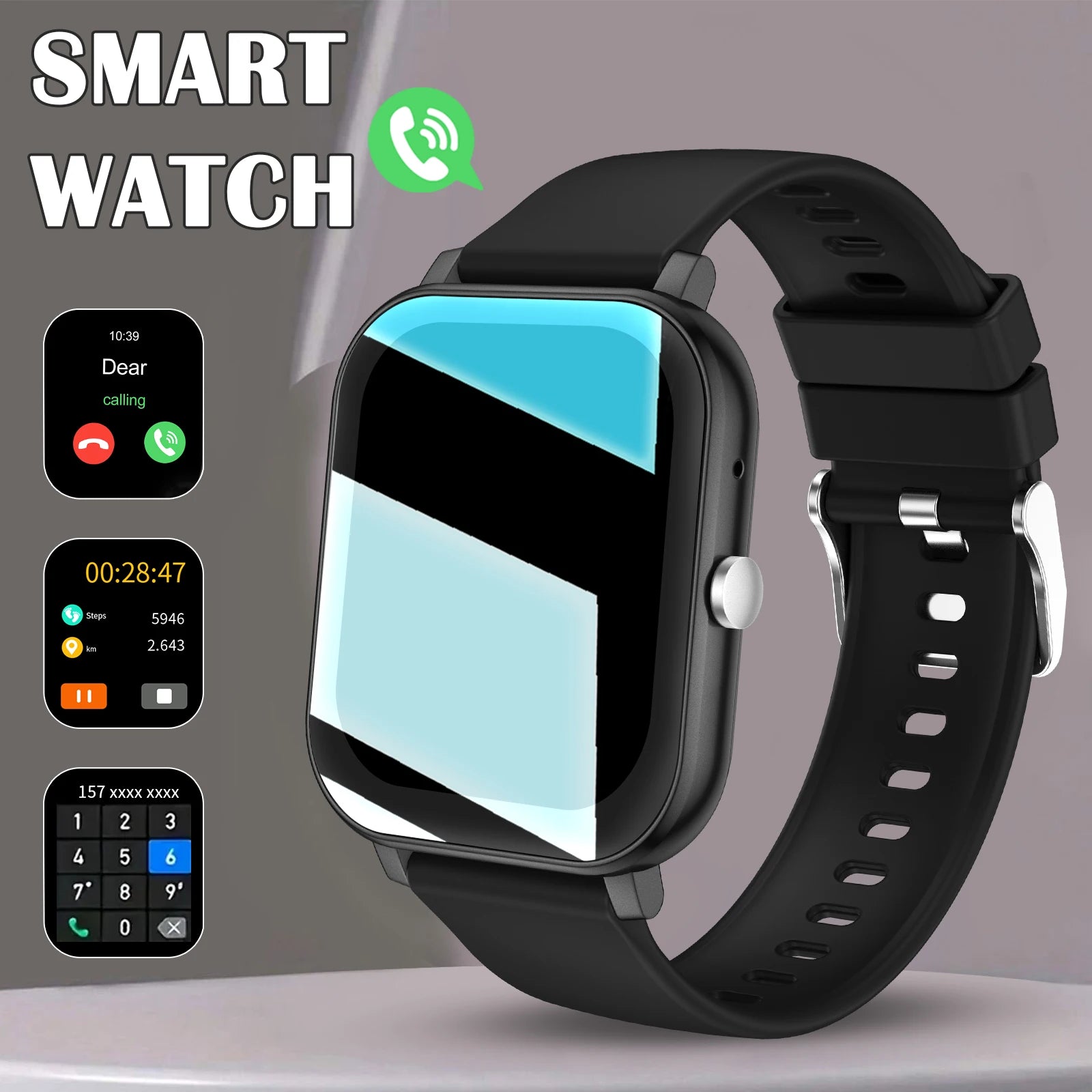 1.83 Inch HD Smartwatch, 1 Count Fashionable Smartwatch with BT Calling & Check Weather, Sports Tracking Smartwatch for Android