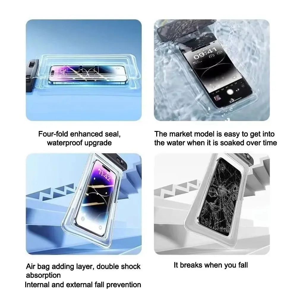Transparent Waterproof Phone Pouch Under 7.2 Inches Touch Screen Swimming Rafting Waterproof Case with Lanyard Sealed Bag