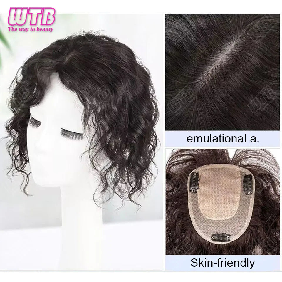 Synthetic Clip In Hair Extension Short Curly Toupee Hairpiece for Women With Thinning Hair Increase Hair Volume