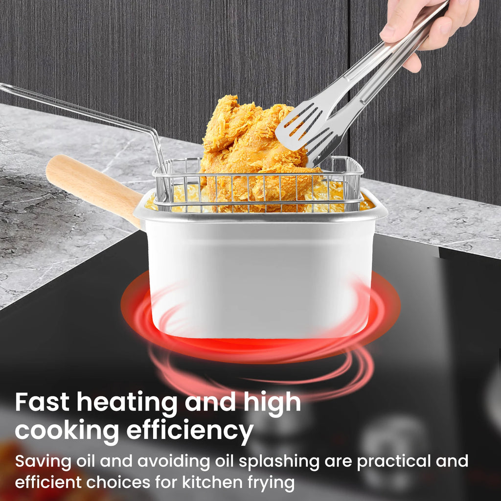 Set Deep Frying Pot Kitchen Fryer With Strainer Stainless Steel Tempura Fryer Pan Fry Pot Chicken Fried Chicken Cooking Tools