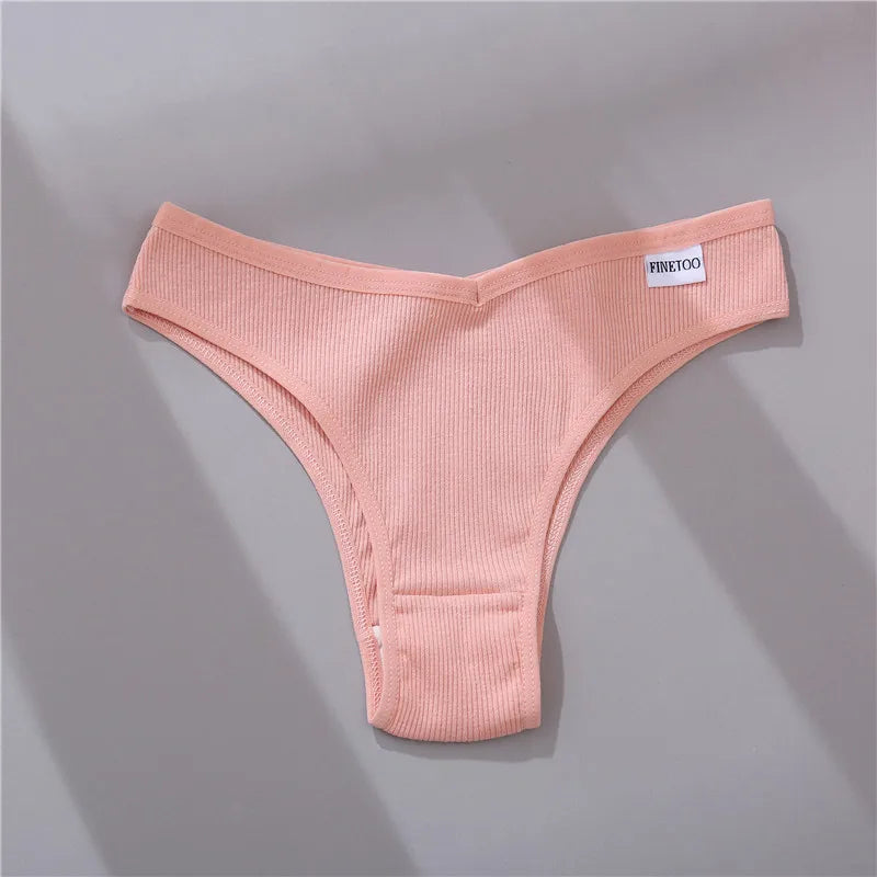5Pcs/Set Women Cotton Brazilian Panties V Waist Female Underwear Comfortable Underwear Low Rise T-Back Bikini Girls Lingerie New