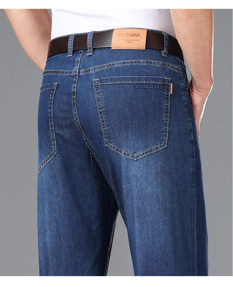 Men's Fashionable Jeans All-Season Cotton Blend Straight-Leg Pants Trendy Minimalist Versatile Casual Style Denim Wear Size29-42