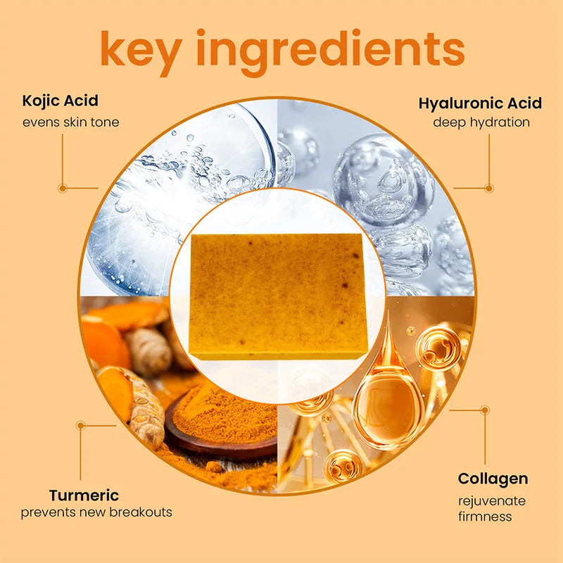 Turmeric Granular Soap Lemon Soap Kojic Acid Soap Ginger Bath Cleansing Soap Body Whitening Body Care Oil Removal Handmade Soap