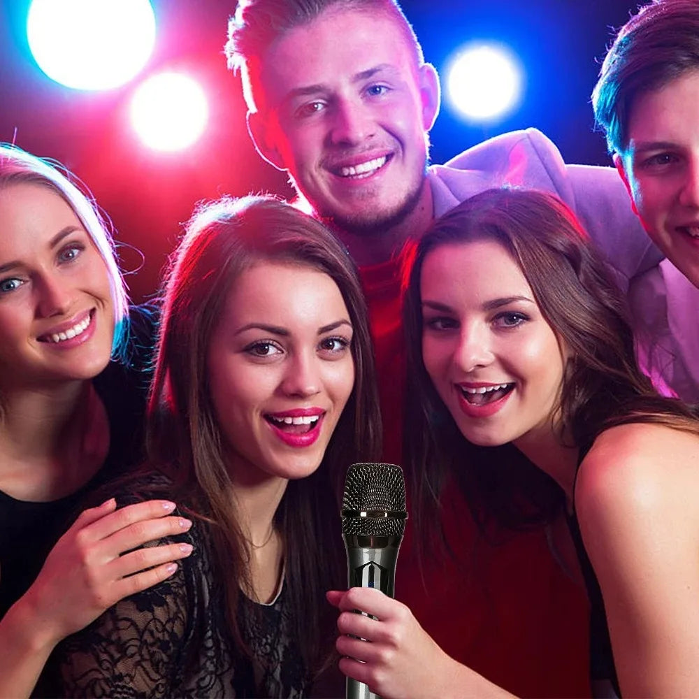 Wireless Microphone 2 Channels UHF Dual Handheld Dynamic Microphone with Rechargeable battery For Karaoke Party Home Meeting