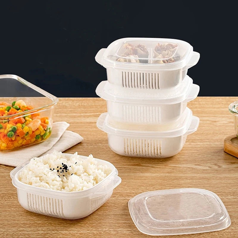 Food Storage Container Rice Fruit Preservation Box Microwave Oven Safe Refrigerator Freezer Fresh Keeping Box For Kitchen