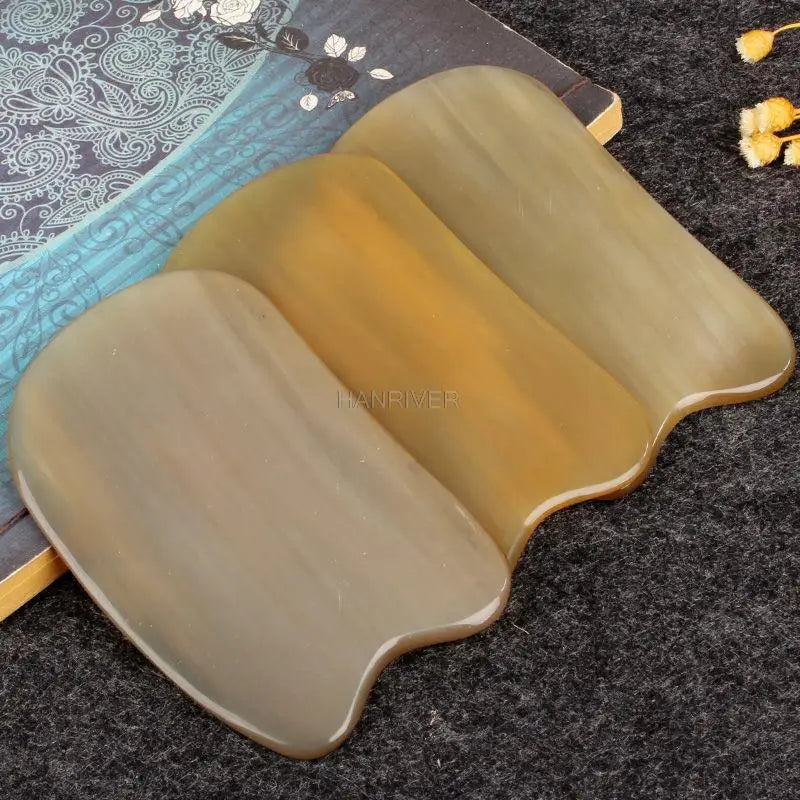Natural Yak Horn Guasha Board Gouache Scraper For Back Body Acupuntura Therapy Spa Face Massager Gua Sha Massage Tool