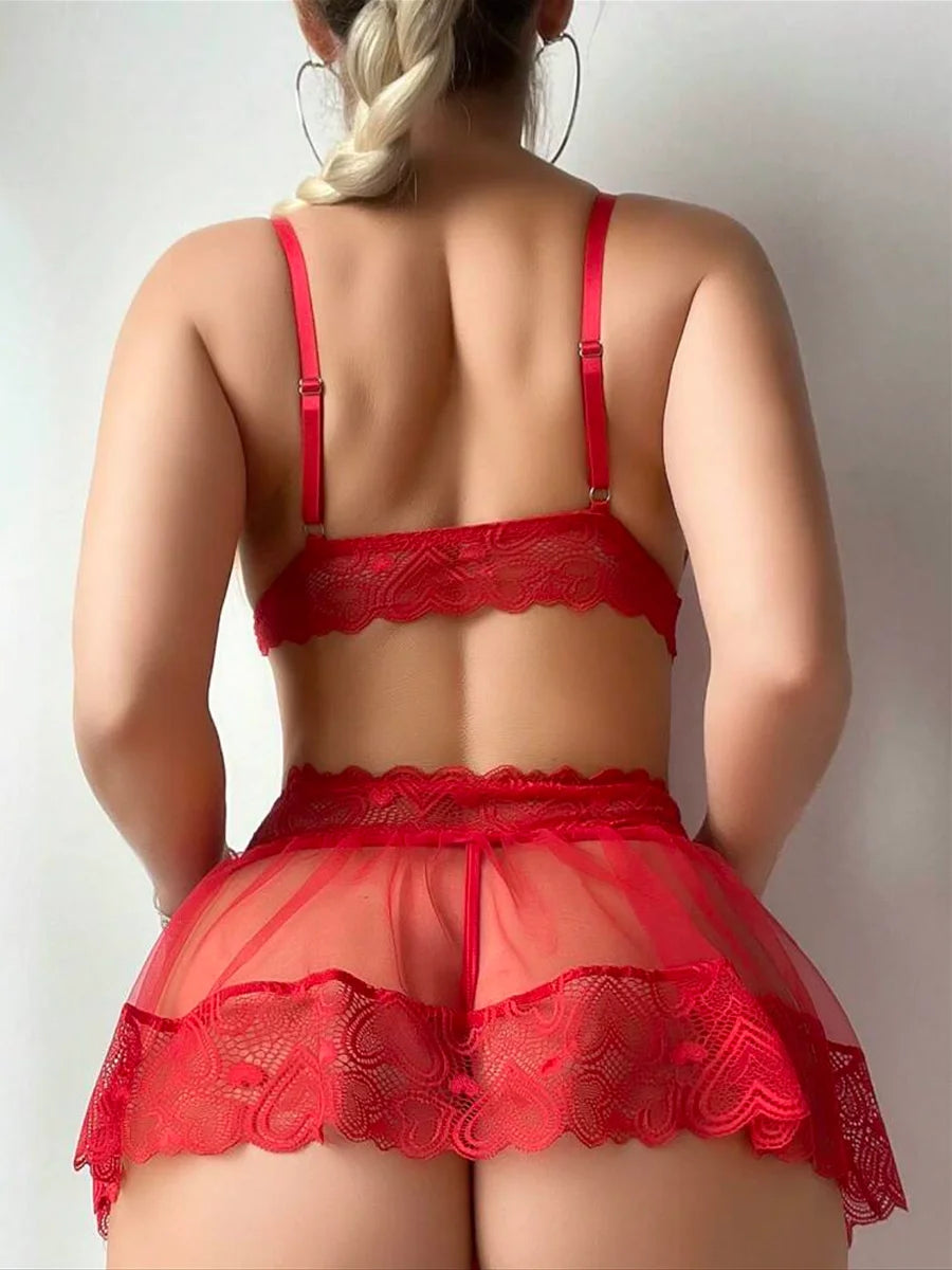 Women's Lingerie Set — Bra, Panty & Suspender Outfit