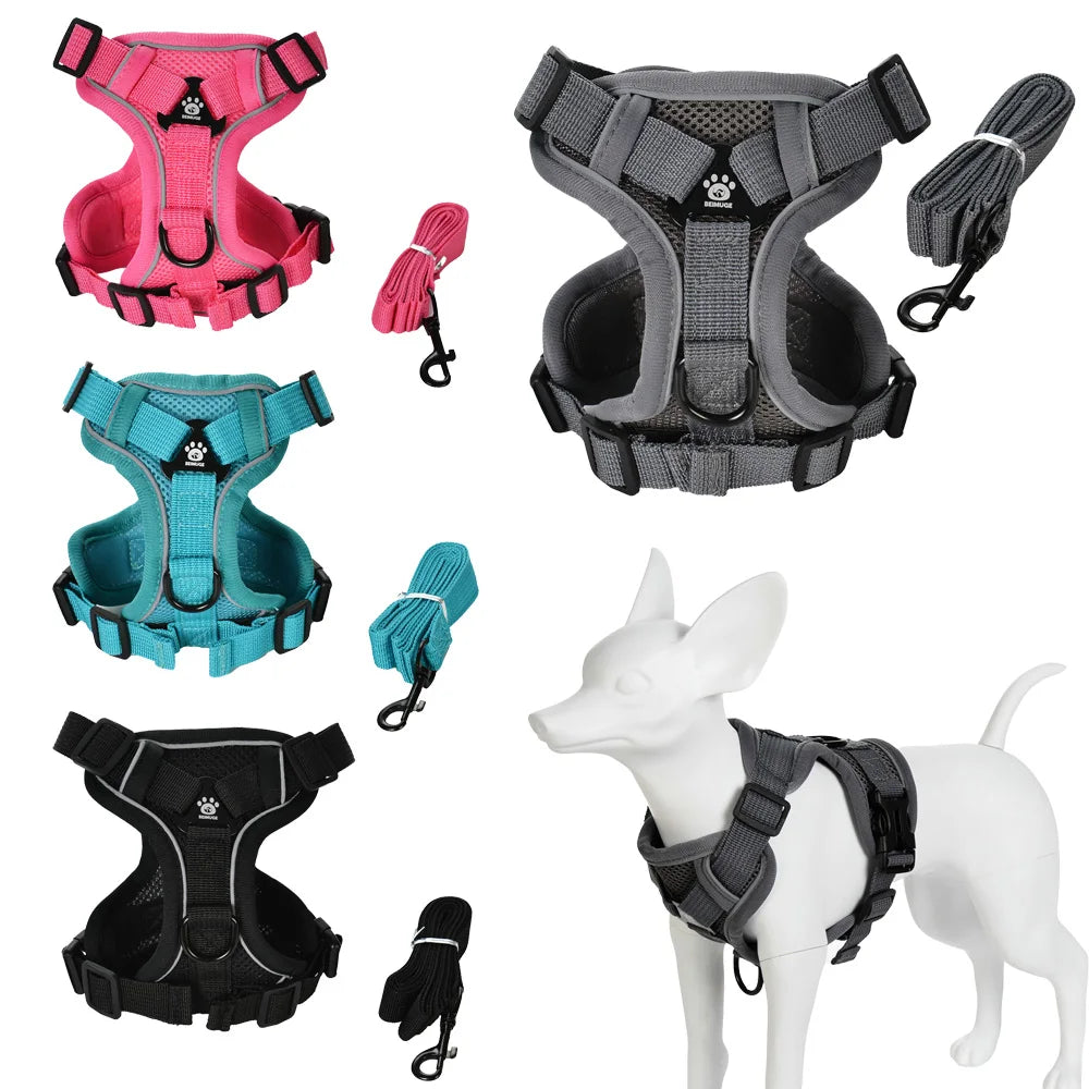 Pet Dog Leash For Small Medium Dogs Cats Hiking Reflective Puppy Adjustable Solid Harness Vest Set Chihuahua Bulldog Supplies