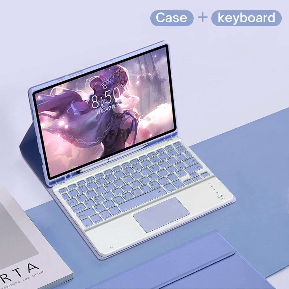 Touchpad Keyboard Case for Samsung Galaxy Tab S9 FE 10.9in S6 Lite 10.4in S7 S8 S9 11in A9 Plus A8 S7+ S8+ S9+ S9 FE+ 12.4in