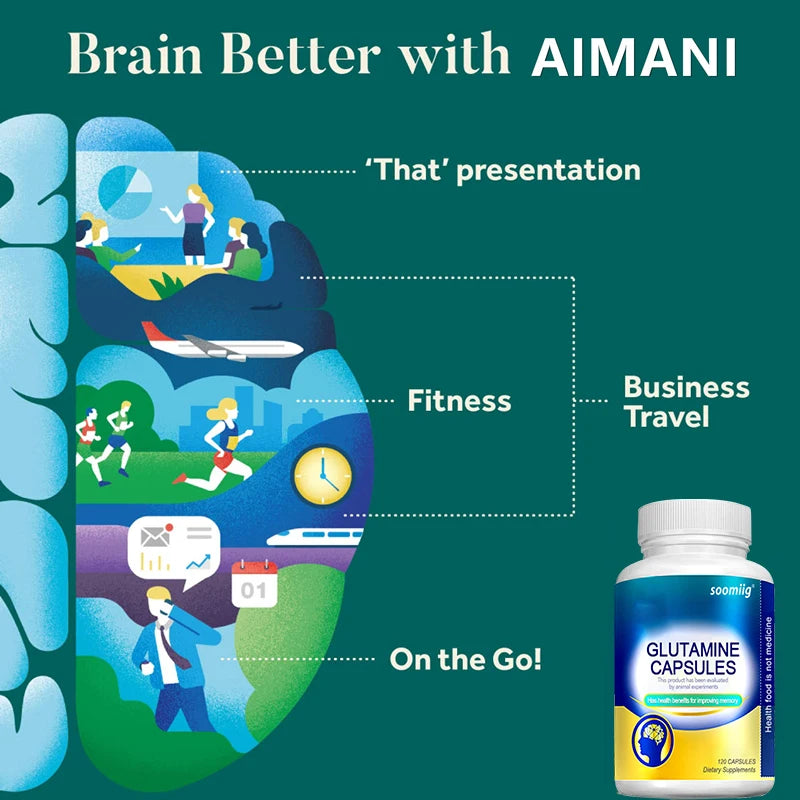 L-Glutamine - Supports Digestive , Gut Health and Promotes Muscle Growth and Recovery, Improves Immunity - 120 Capsules