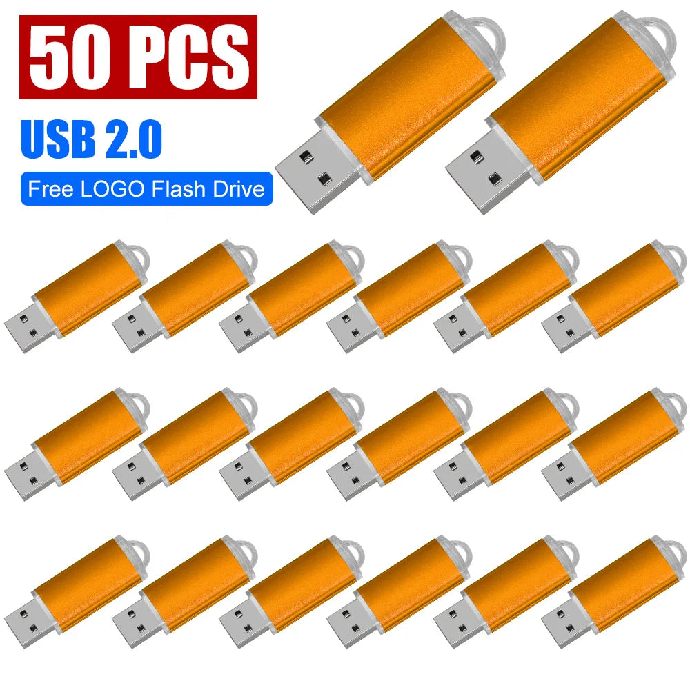 50/PCS LOT USB 2.0 Flash Drive 128GB Colorful Memory Stick 64GB Wedding Gift Pen Drive 32G 16G Pendrive Free Custom Logo