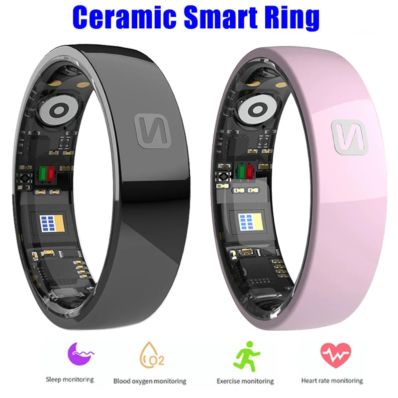 Ceramic NFC Smart Ring Womens Men Electronic Smartring 5ATM Waterproof Sports Fitness Sleep Tracker for Xiaomi Huawei Phone