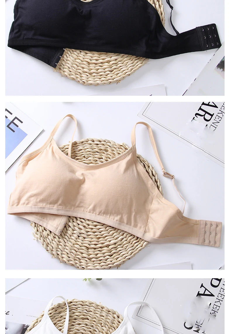 Cotton Bra for Women Fixed Pads Sports Shockproof Underwear Seamless Solid Back Closure Female Lingerie