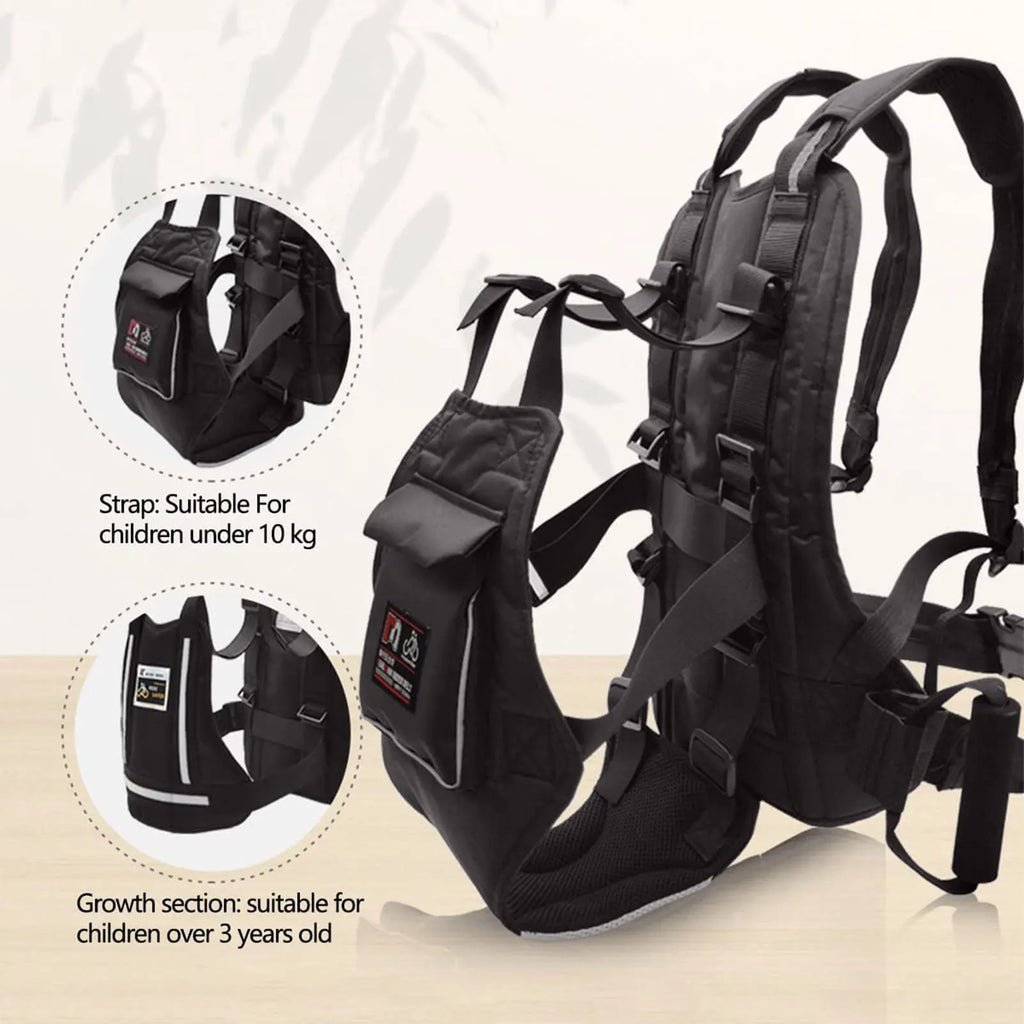 Breathable Motorcycle Safety Belt with Storage Bag Rear Seat Grab Handle Strap Harness Adjustable Child Reflective Strip for Kid
