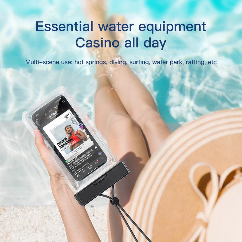 Clear Window Waterproof Phone Pouch - Touchscreen Case for Underwater Photos, Swimming, Rafting (iPhone, Huawei, Xiaomi, Android