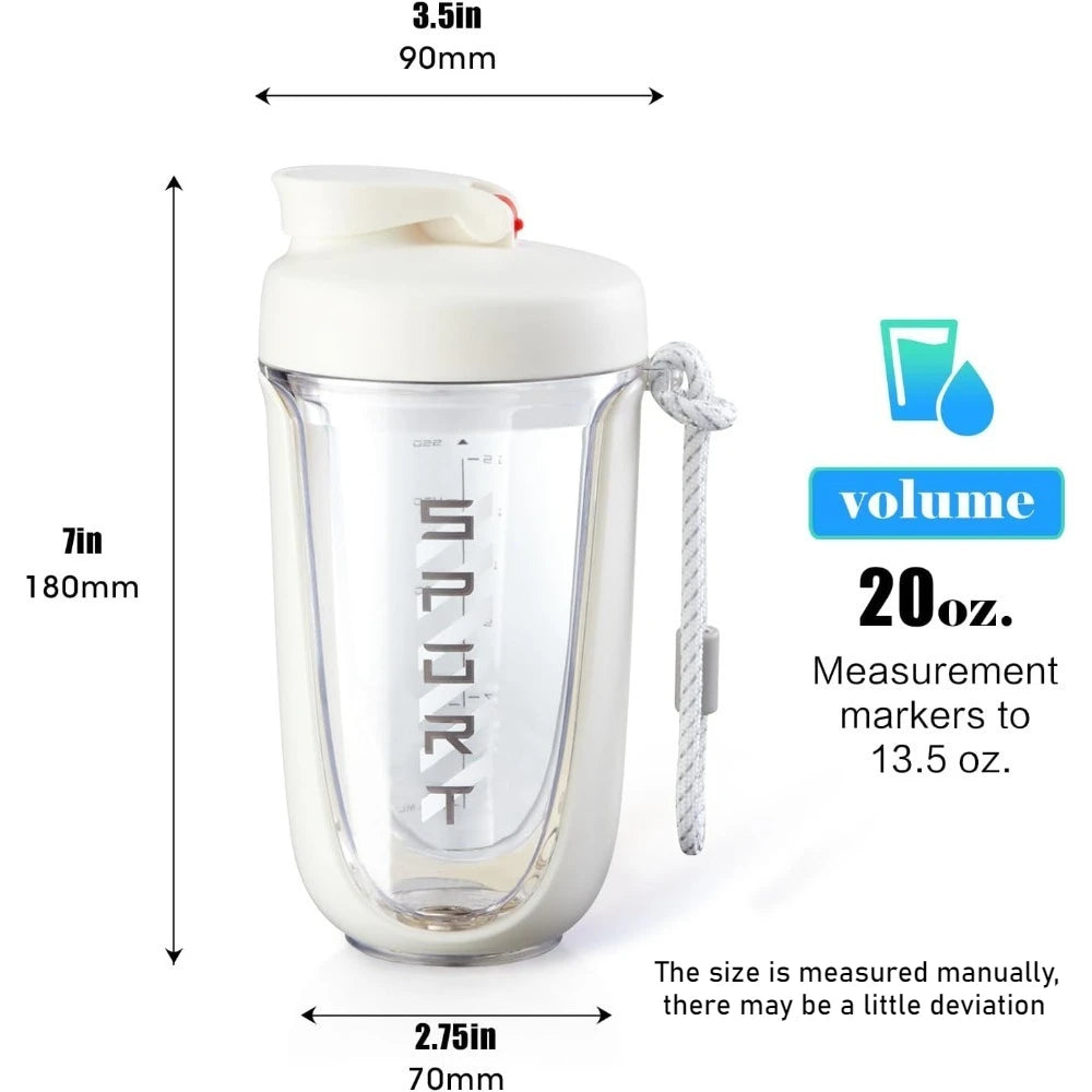 Premium Protein Powder Shaker, 590 Ml/20 Oz, Leak proof Tritan Ideal for Pre-workout Drinking. BPA free Contains Plastic Ball