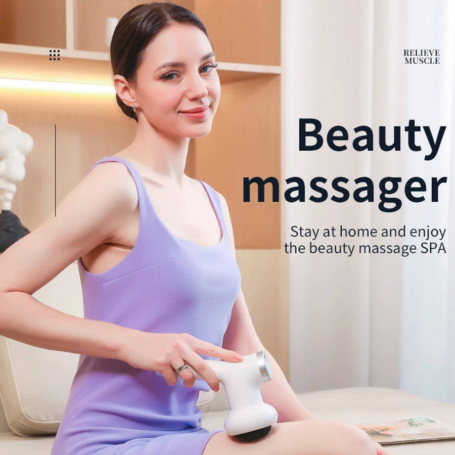 USB body massager, fat pushing device with 8 levels of strength and 5 interchangeable massage heads