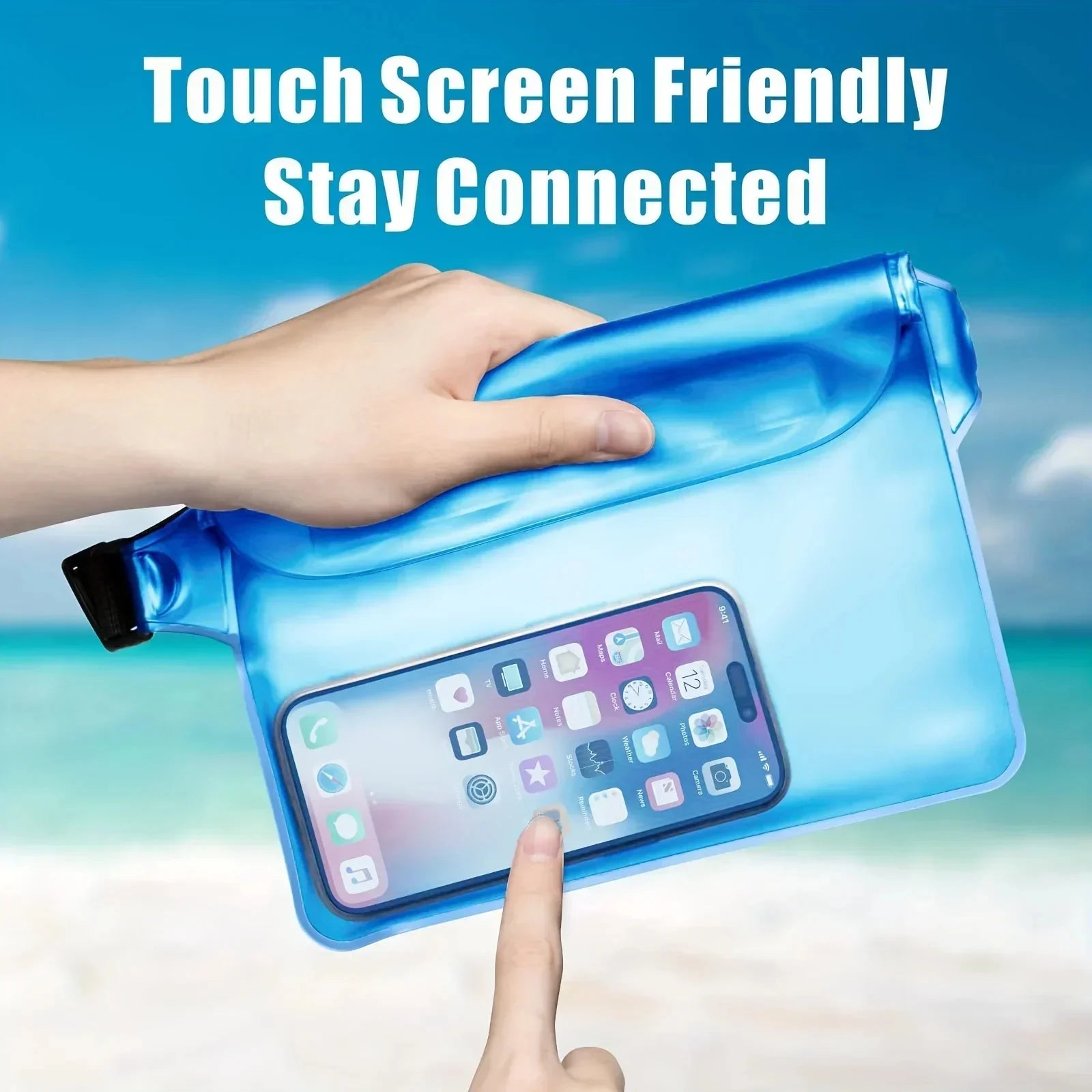 Waterproof Phone Pouch with Adjustable Waist Strap Dry Bag Keep Phone Valuables Safe for Beach Swimming Kayaking Boating Fishing
