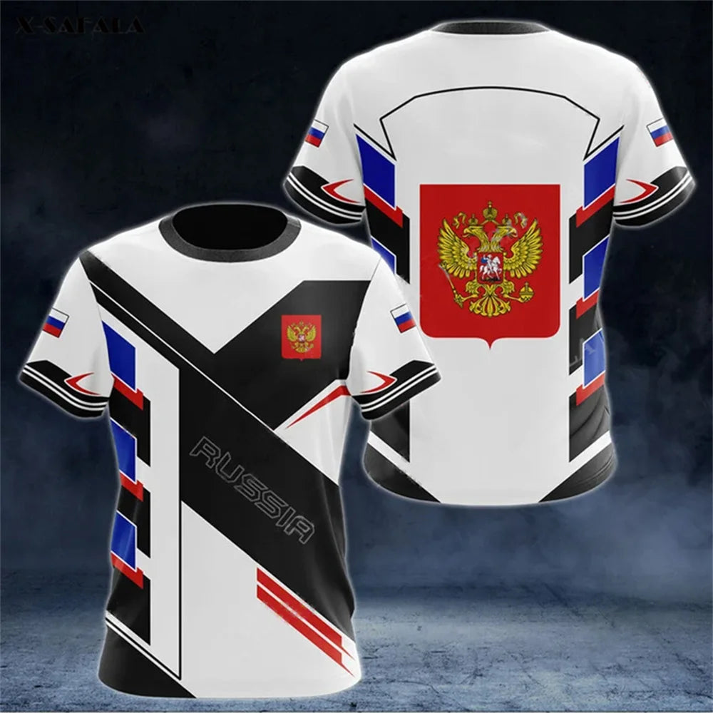 Russia Men's T-shirts Casual Fashion Summer New Russian Flag Short Sleeved Tops Tees Men's Clothing Oversized T-shirt Streetwear