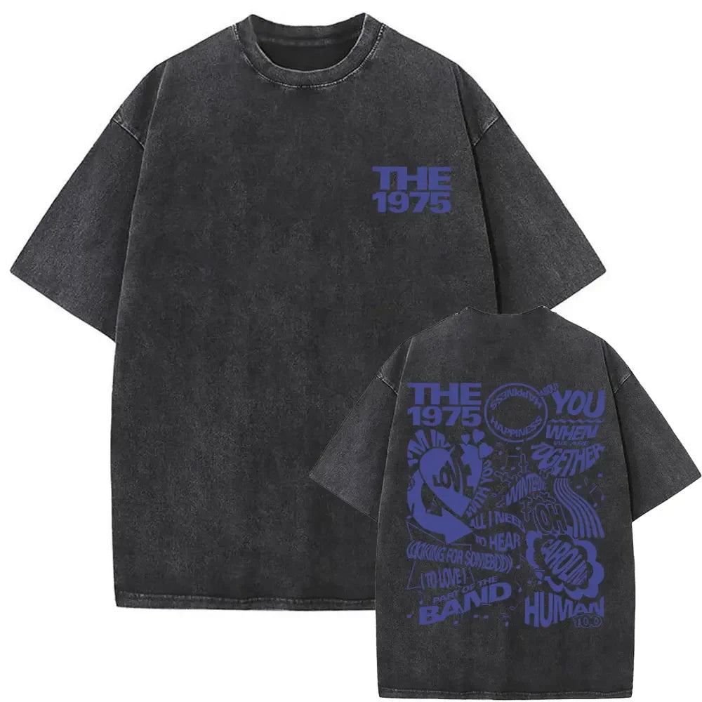 Washed Vintage The 1975 about You Print T-shirt Being Funny in A Foreign Language Album Tshirt Men Women Hip Hop Casual T Shirt