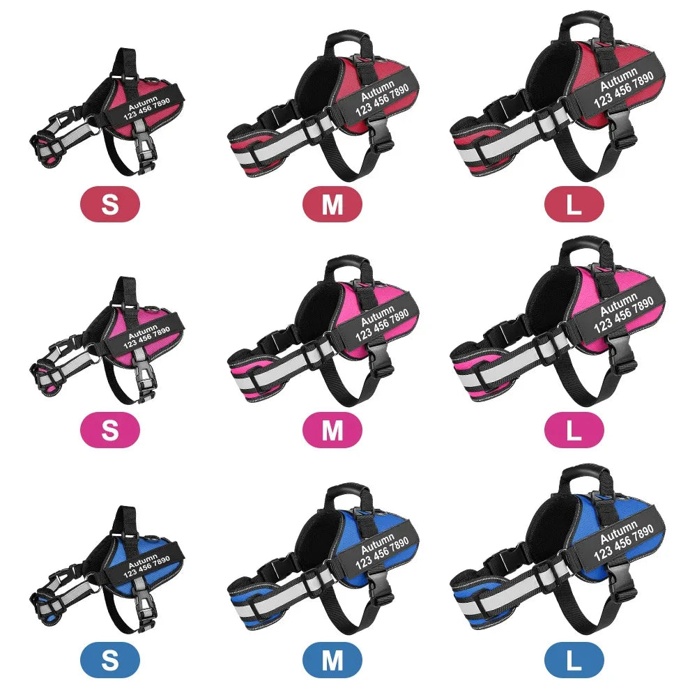 Harness For Dogs Breathable Adjustable Dog Vest Harness Pet NO PULL Vest Reflective For Medium Large Dog With Name Collar Patch