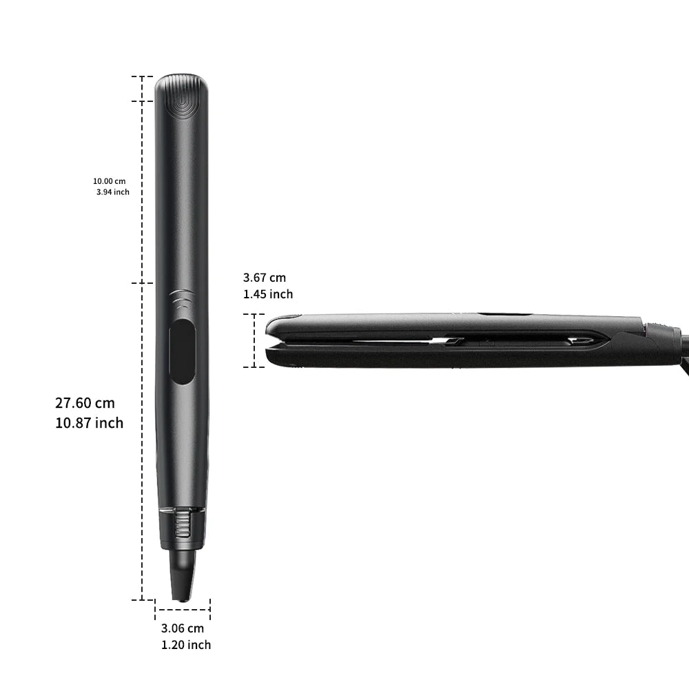 Black Flat Iron Hair Straightener 2-in-1, US Plug for Straightening & Curling, Fast Heat, Compact Portable Hair