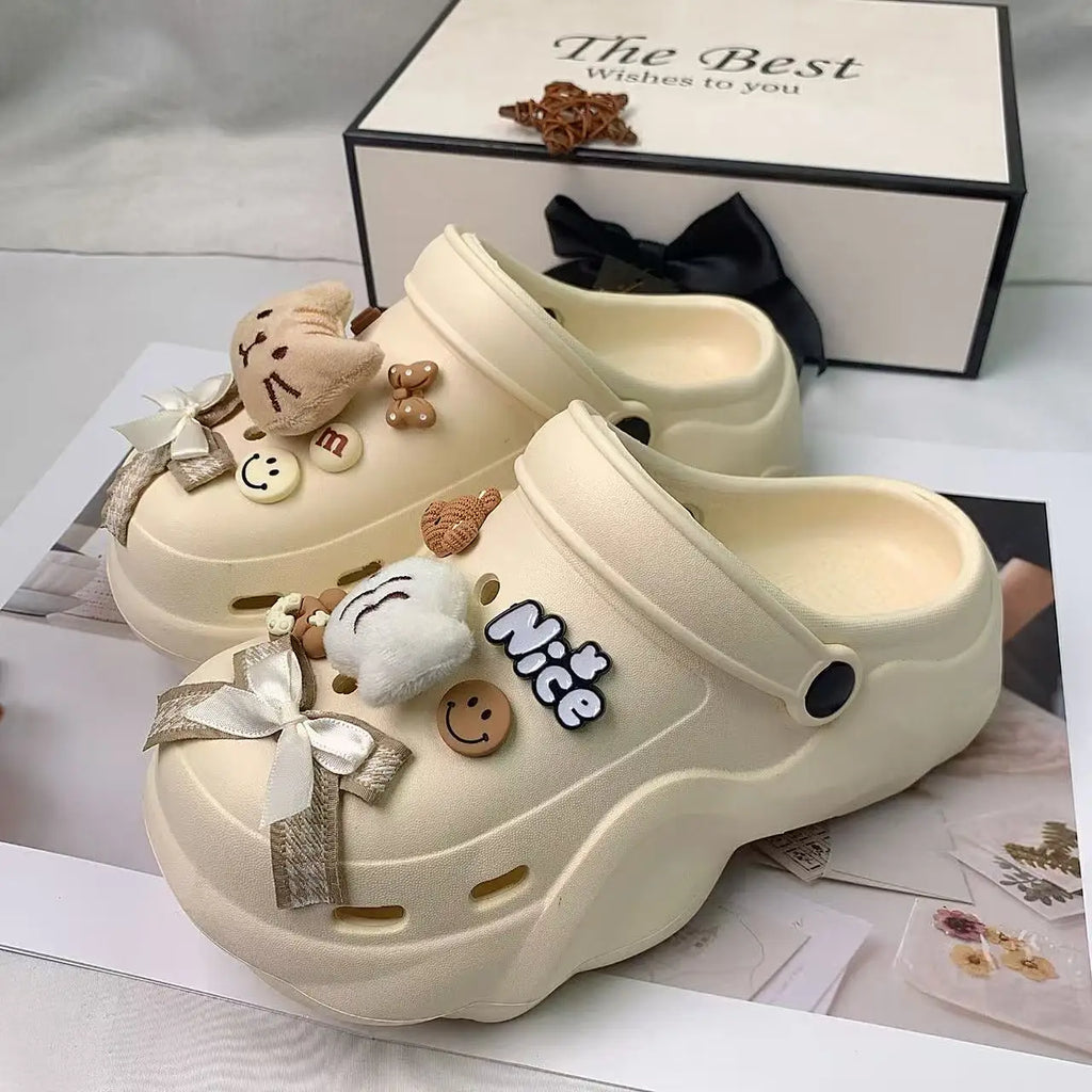 New Style Women's Clogs, Fashionable Cloud-Heel Thick-Soled Sandals for Summer, Made of Lightweight Eva Material, Comfortable Catfish-Patterned Set of Thick-Soled Sandals