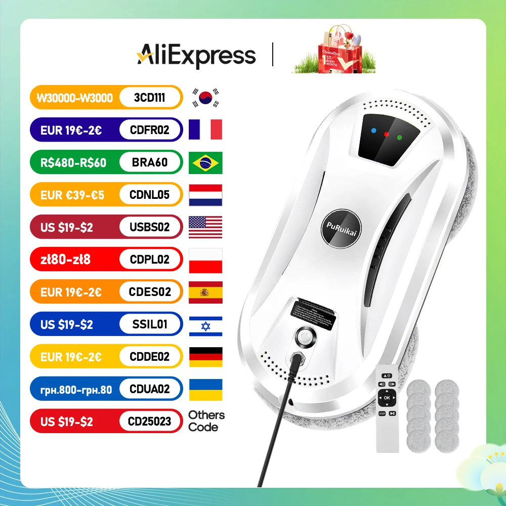 Ultra thin Robot vacuum cleaner window cleaning robot window cleaner electric glass limpiacristales remote control for home