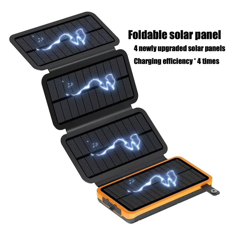 50000mAh Portable Solar Power Bank Fast Charging USB-C/USB-A for IOS Android Outdoor Large Capacity Charger
