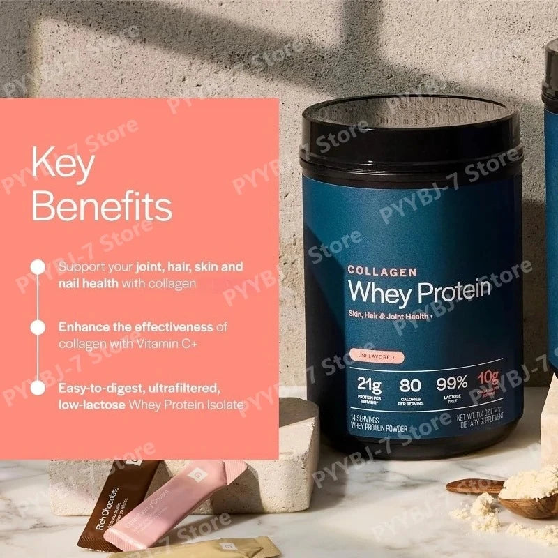 Whey Protein Powder Unflavored Muscle Recovery Joint Health Skin Hydration Grass-Fed Collagen Daily Nutrition Support