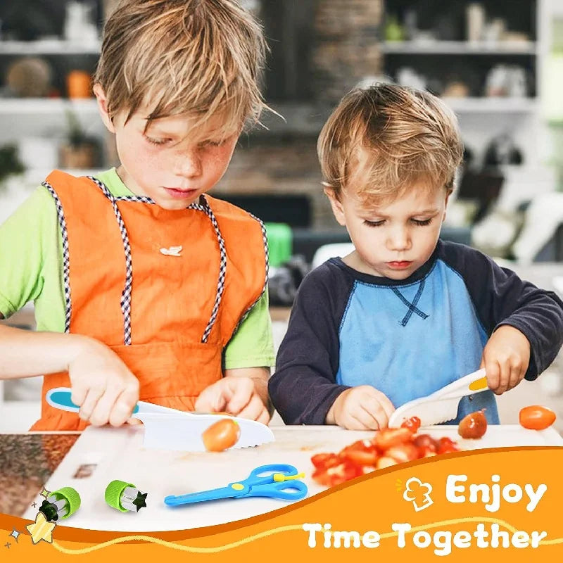 11/17Pcs Montessori Kitchen Tools Set Cookware Baking Toy Kids Safe Knives With Cutting Board Toddlers Real Cooking Accessories