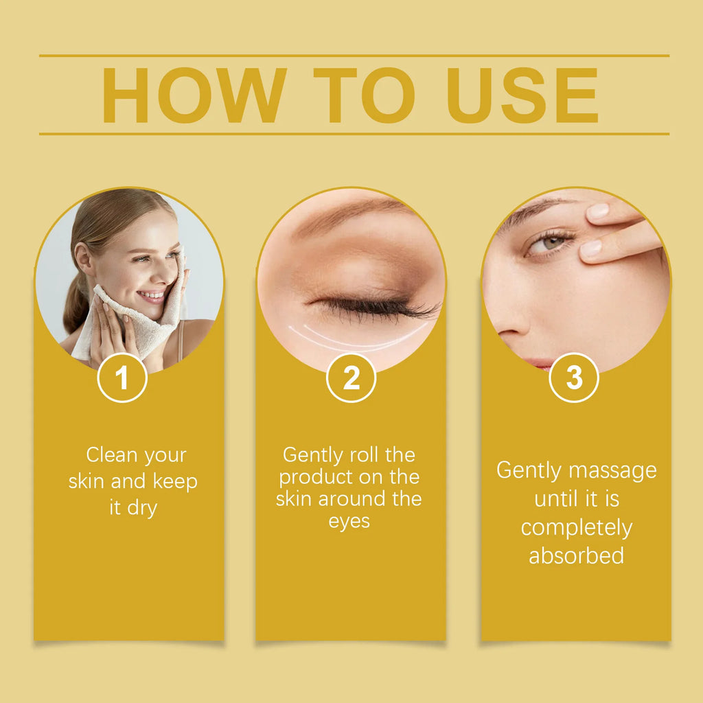 Castor Oil Eye Serum Anti-Wrinkle Remove Dark Circles Eye Bags Anti-Puffiness Lift Firm Ball Massage Moisturize Nourish Eye Care