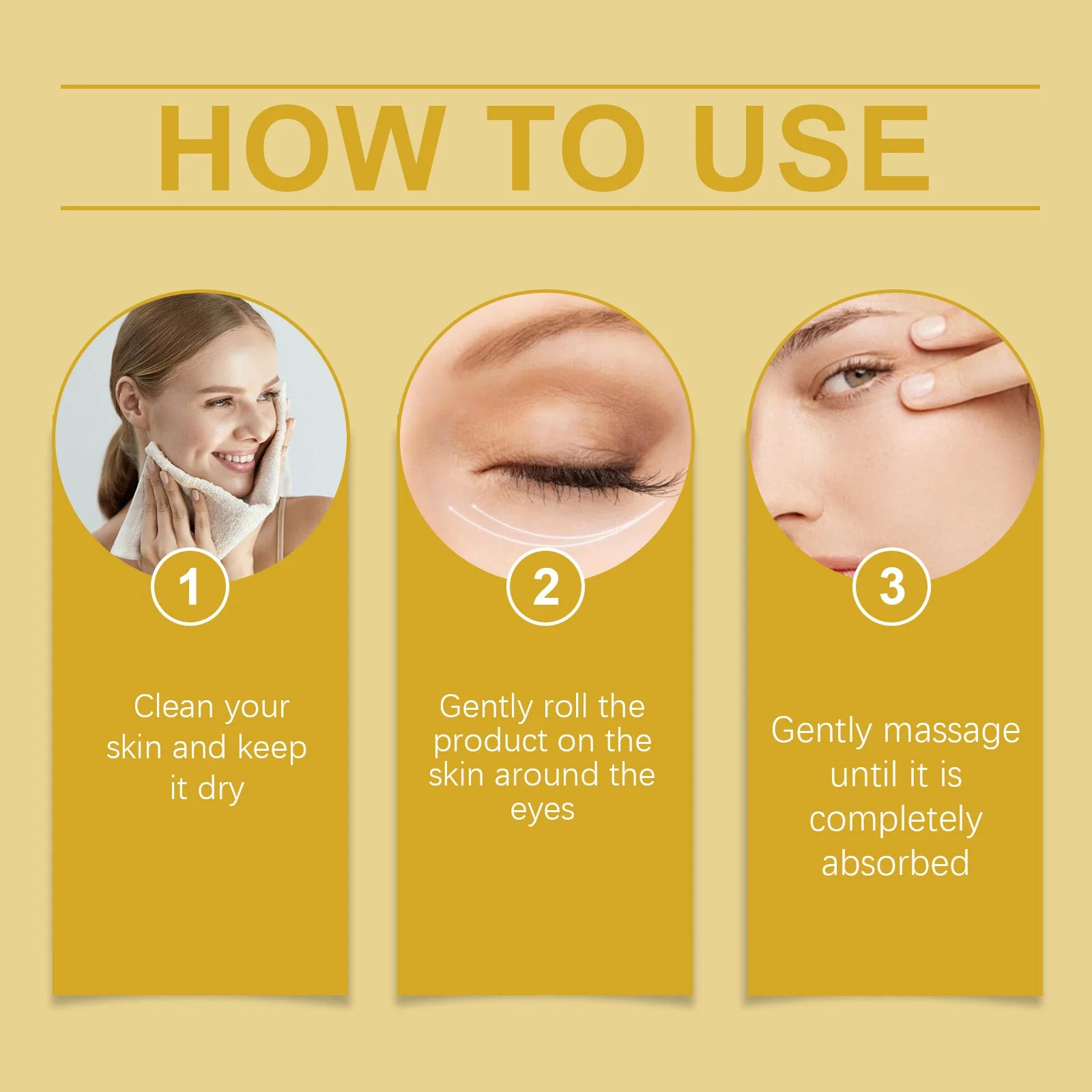 Castor Oil Eye Serum Anti-Wrinkle Remove Dark Circles Eye Bags Anti-Puffiness Lift Firm Ball Massage Moisturize Nourish Eye Care