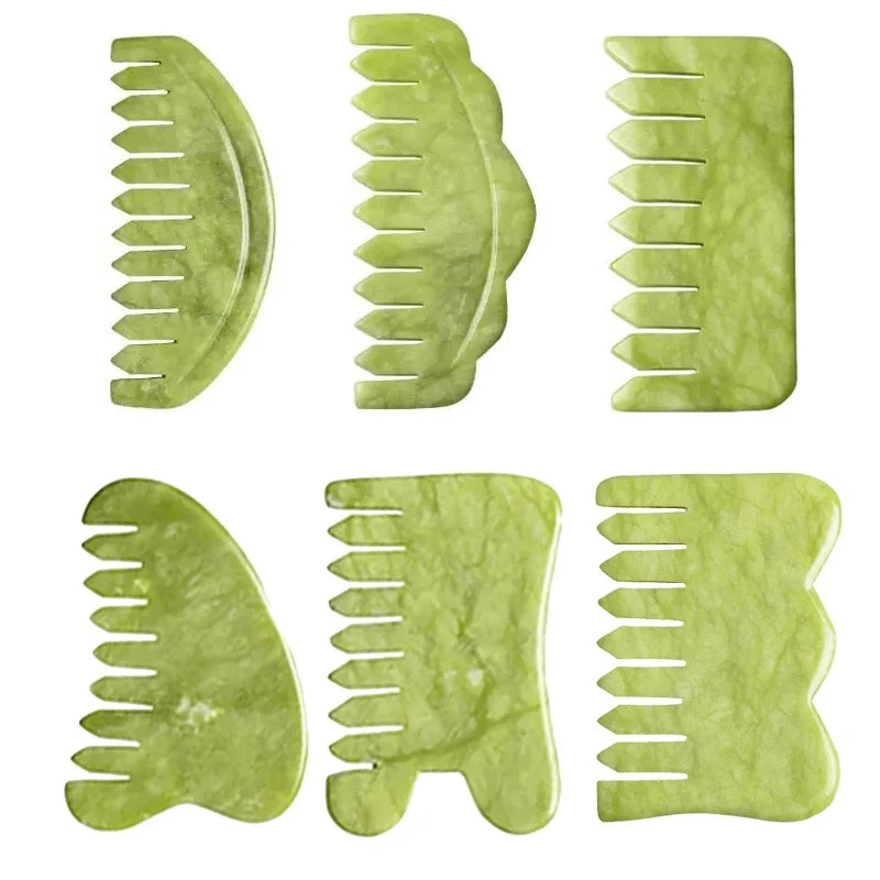 Natural Green Xiuyu Gua Sha Board Jade Stone Massager For SPA Acupuncture Body Scraping Gouache Scraper Facial Beauty Tool