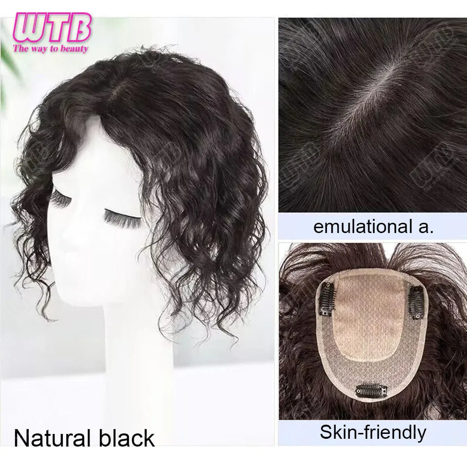 Synthetic Clip In Hair Extension Short Curly Toupee Hairpiece for Women With Thinning Hair Increase Hair Volume