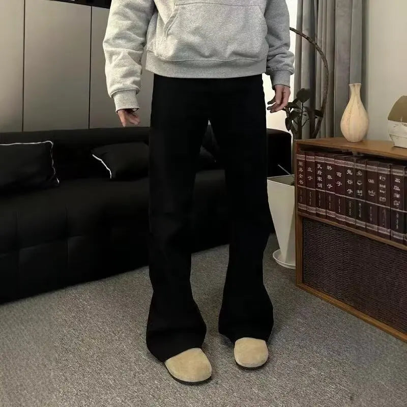 Korean Style Streetwear Slim-Fit Cleanfit Flared Jeans for Men Simple Trendy Vibe Casual Long Pants