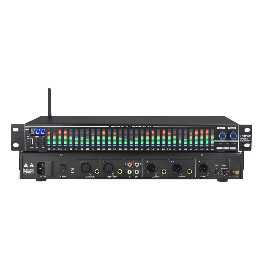EQ31SUB 31-Stage Digital Equalizer Professional Audio Tuner for Stage Performance Noise Reduction Professional audio stage equip